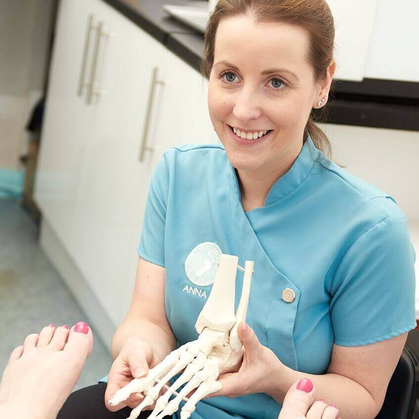 Anna Cooke talking foot care with a patient